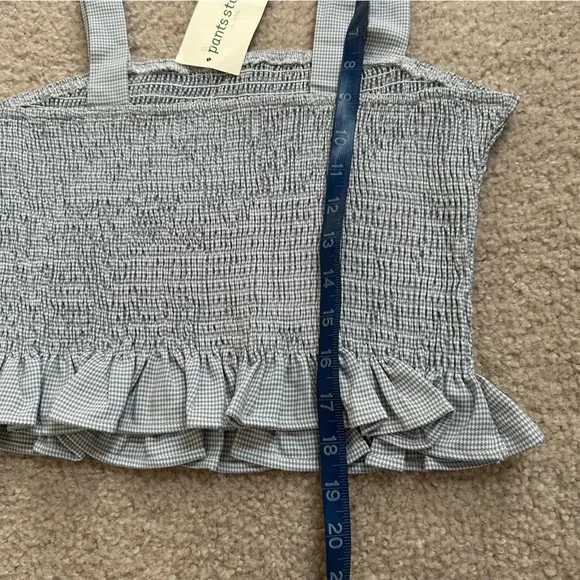 NWT Pants Store Shirred Smocked Crop Top Womens Large Summer Gingham - Picture 5 of 7